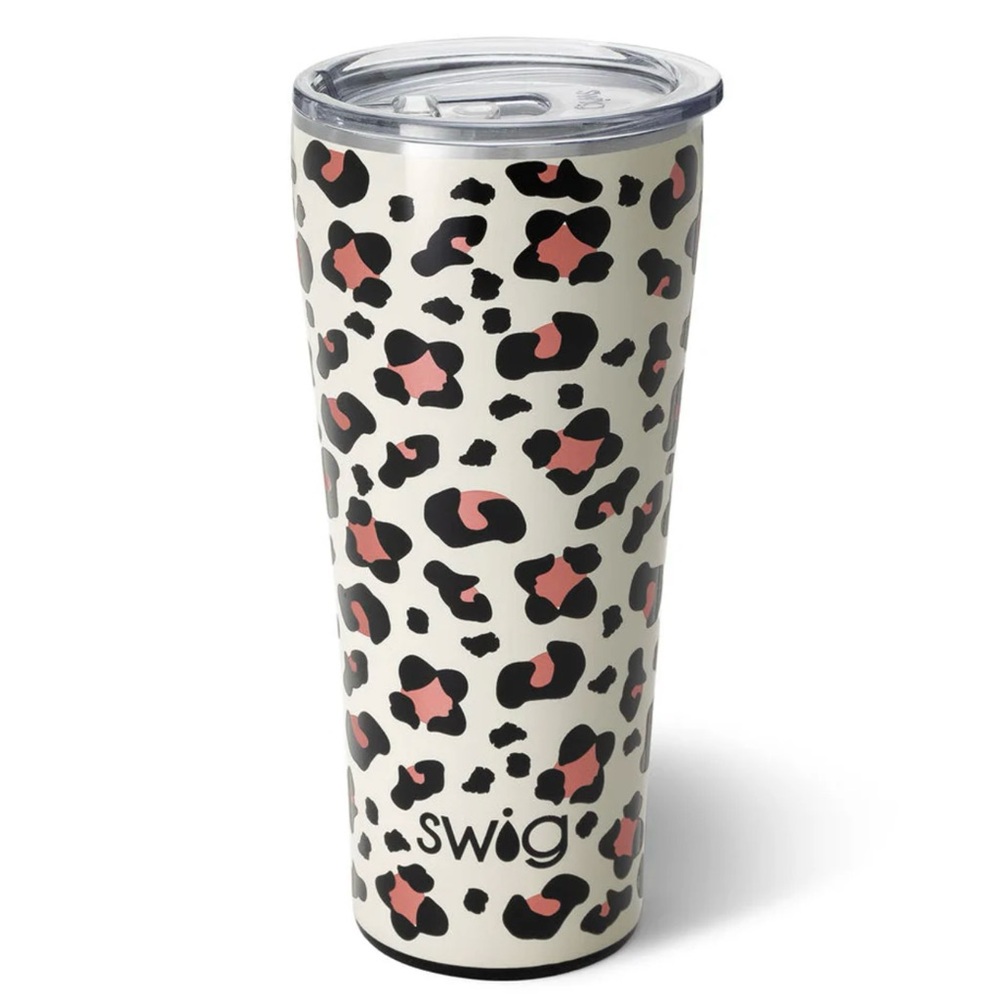 Swig Leopard Print 32oz Tumbler - Cream and Black